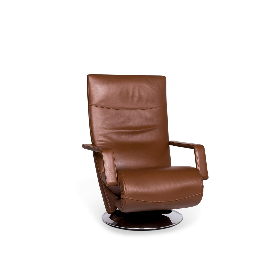 FSM Evolo Fauteuil en Cuir Marron Fonction Relax #9605