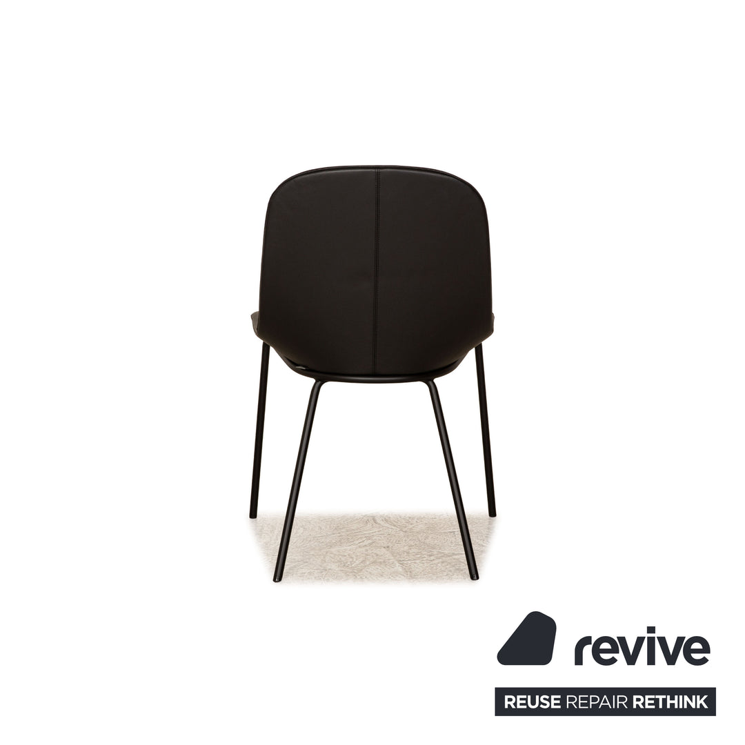 Lot de 3 chaises en cuir Walter Knoll Sheru noir salle à manger