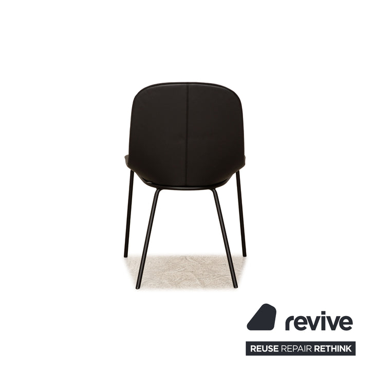 Lot de 3 chaises en cuir Walter Knoll Sheru noir salle à manger