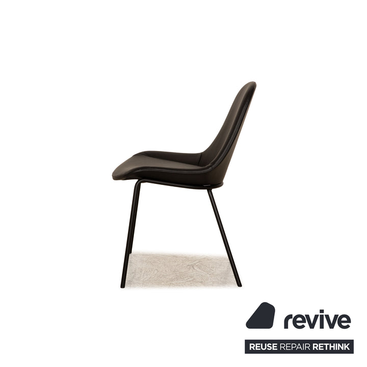 Lot de 3 chaises en cuir Walter Knoll Sheru noir salle à manger