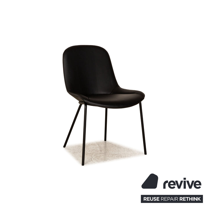 Lot de 3 chaises en cuir Walter Knoll Sheru noir salle à manger