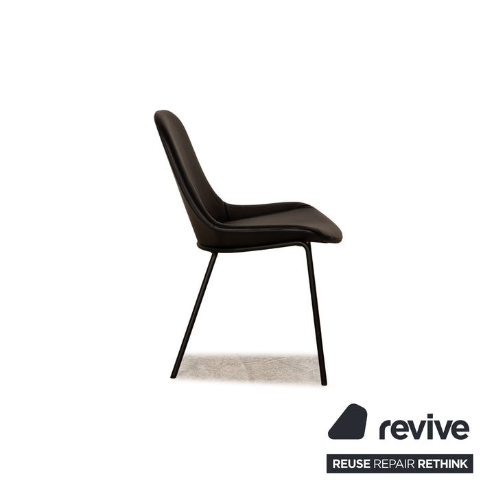 Lot de 3 chaises en cuir Walter Knoll Sheru noir salle à manger