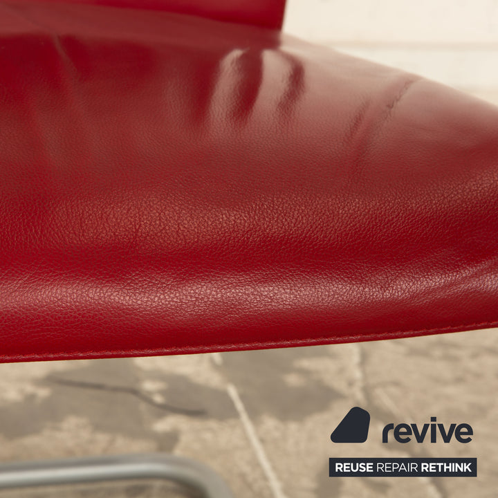 Set of 4 Hülsta D2 leather chairs red dining room