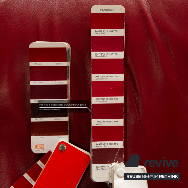 Set of 4 Hülsta D2 leather chairs red dining room