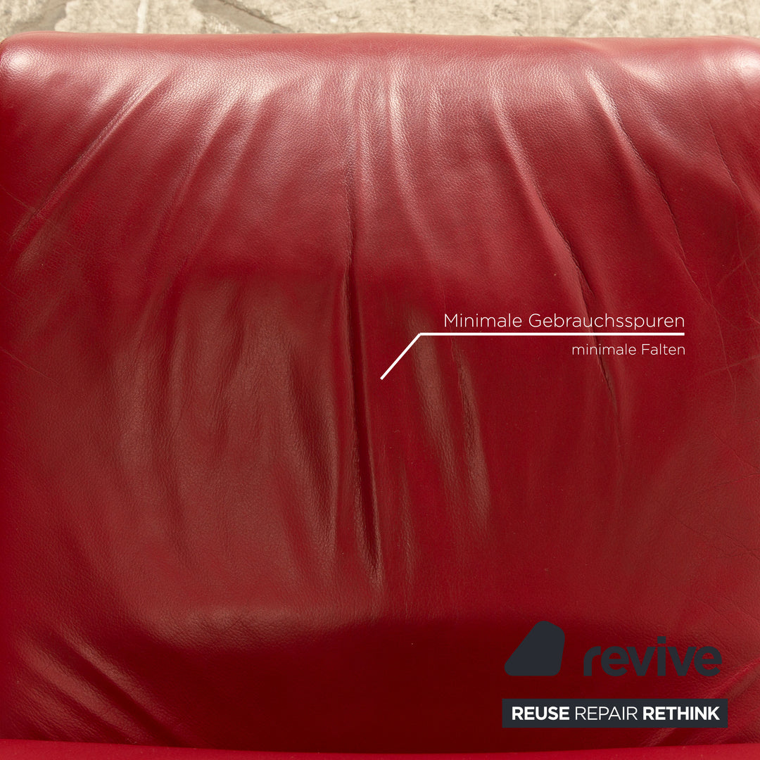 Set of 4 Hülsta D2 leather chairs red dining room