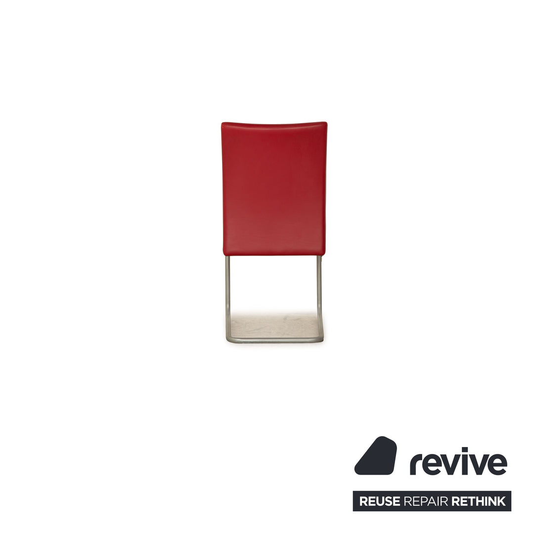 Set of 4 Hülsta D2 leather chairs red dining room