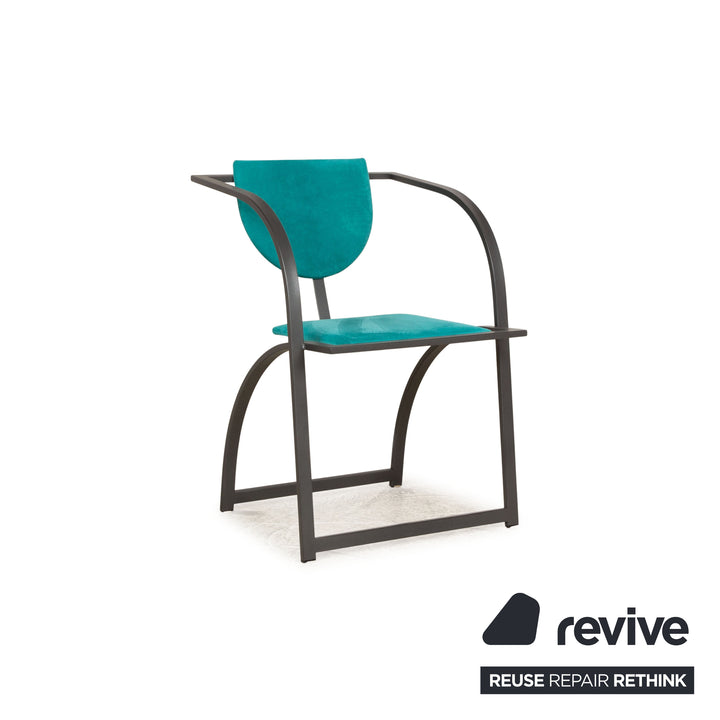 Set of 4 KFF Cosinus fabric chairs black blue dining room