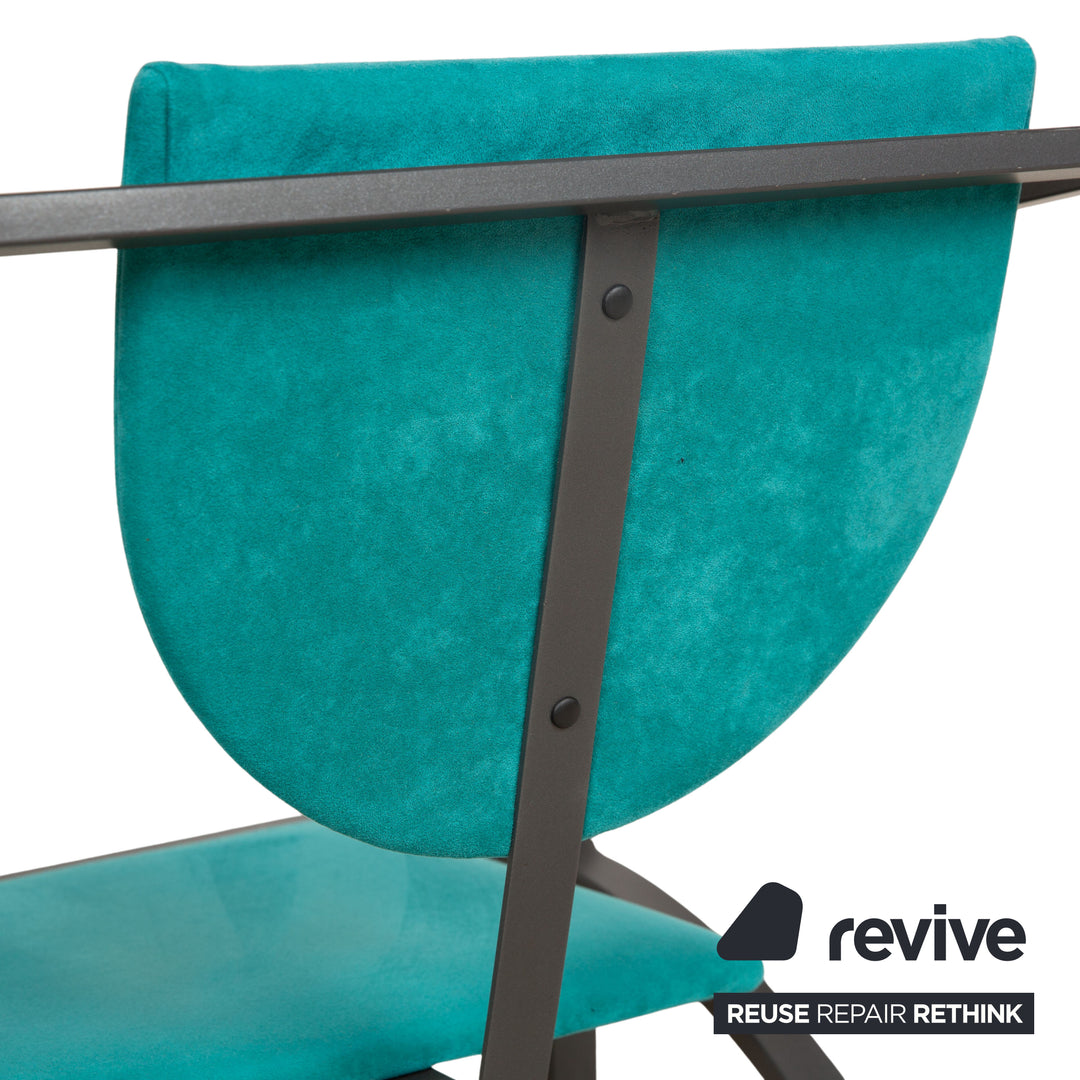 Set of 4 KFF Cosinus fabric chairs black blue dining room