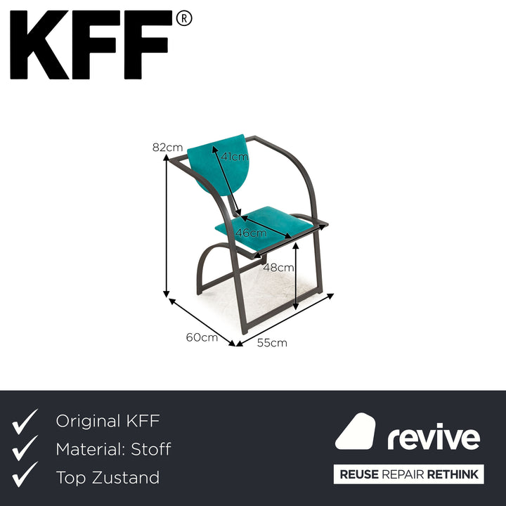 Set of 4 KFF Cosinus fabric chairs black blue dining room