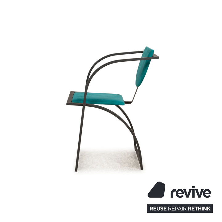 Set of 4 KFF Cosinus fabric chairs black blue dining room