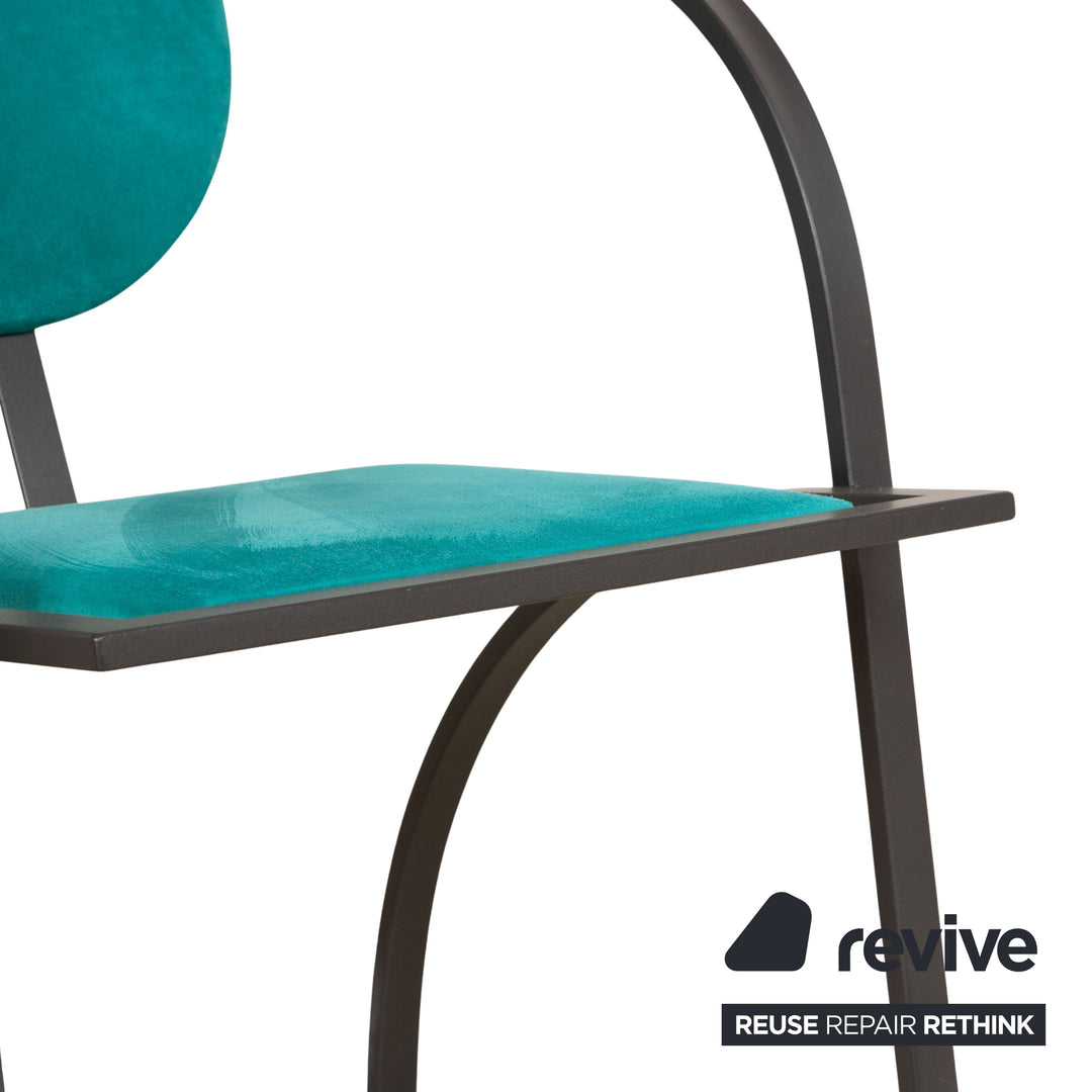 Set of 4 KFF Cosinus fabric chairs black blue dining room