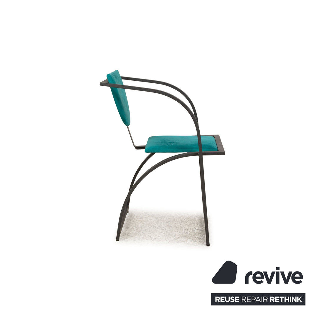Set of 4 KFF Cosinus fabric chairs black blue dining room