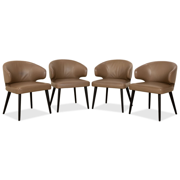 4er Garnitur Minotti Aston Leder Stuhl Braun Kaffee Esszimmer