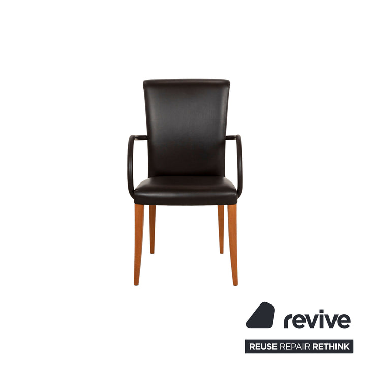 Set of 4 Poltrona Frau leather chairs brown