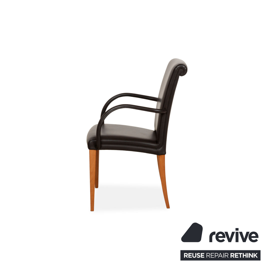 Set of 4 Poltrona Frau leather chairs brown