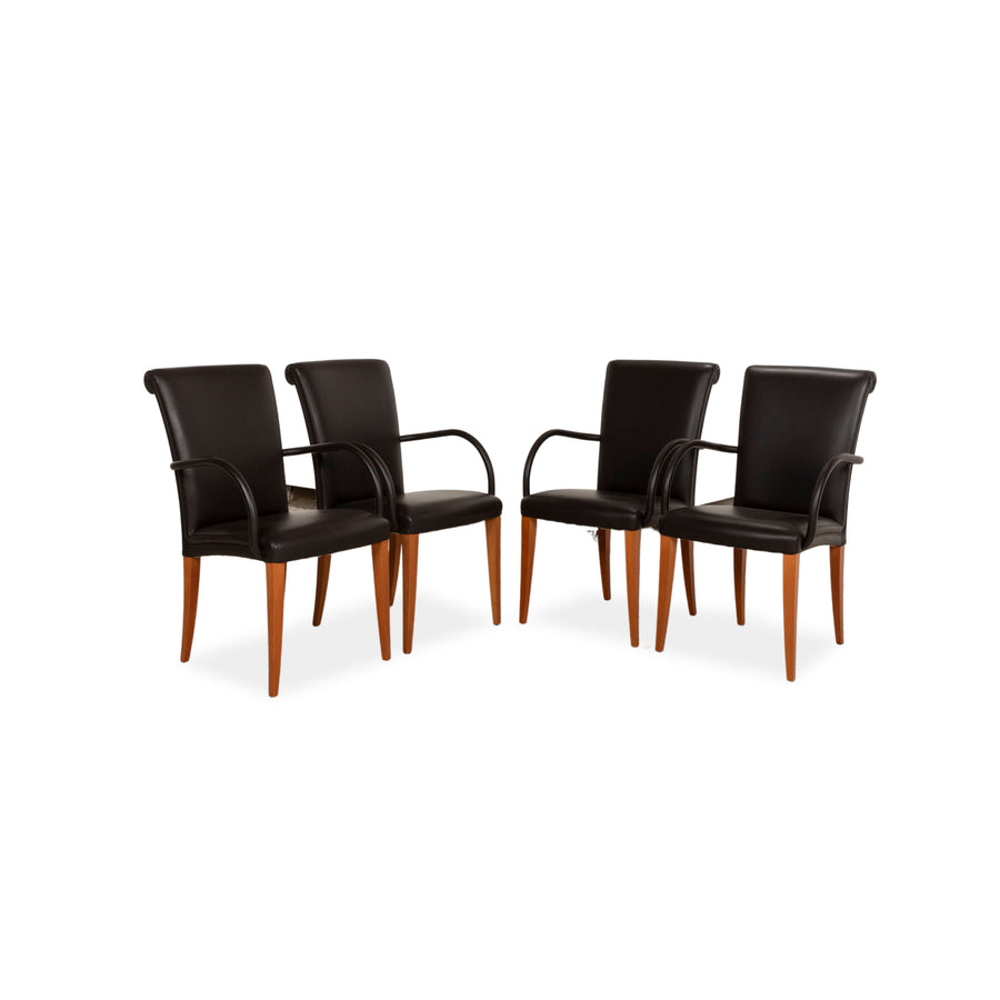 Set of 4 Poltrona Frau leather chairs brown