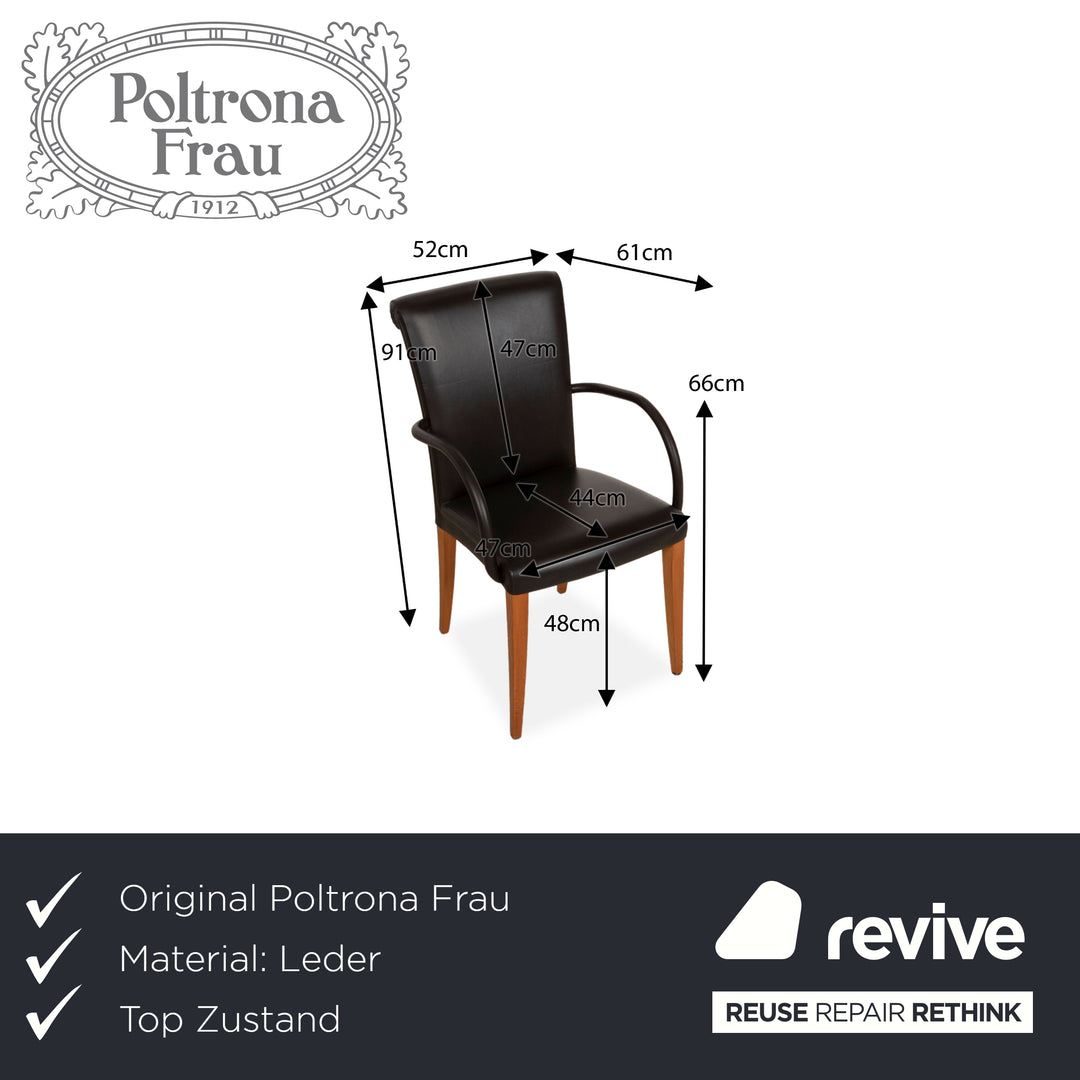Set of 4 Poltrona Frau leather chairs brown