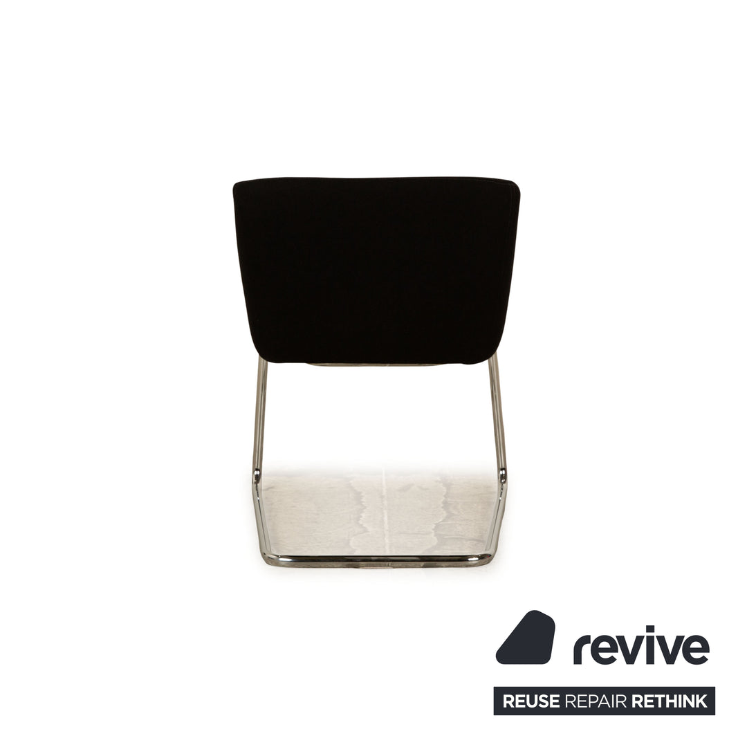 Lot de 4 chaises Thonet S893 en tissu noir cantilever