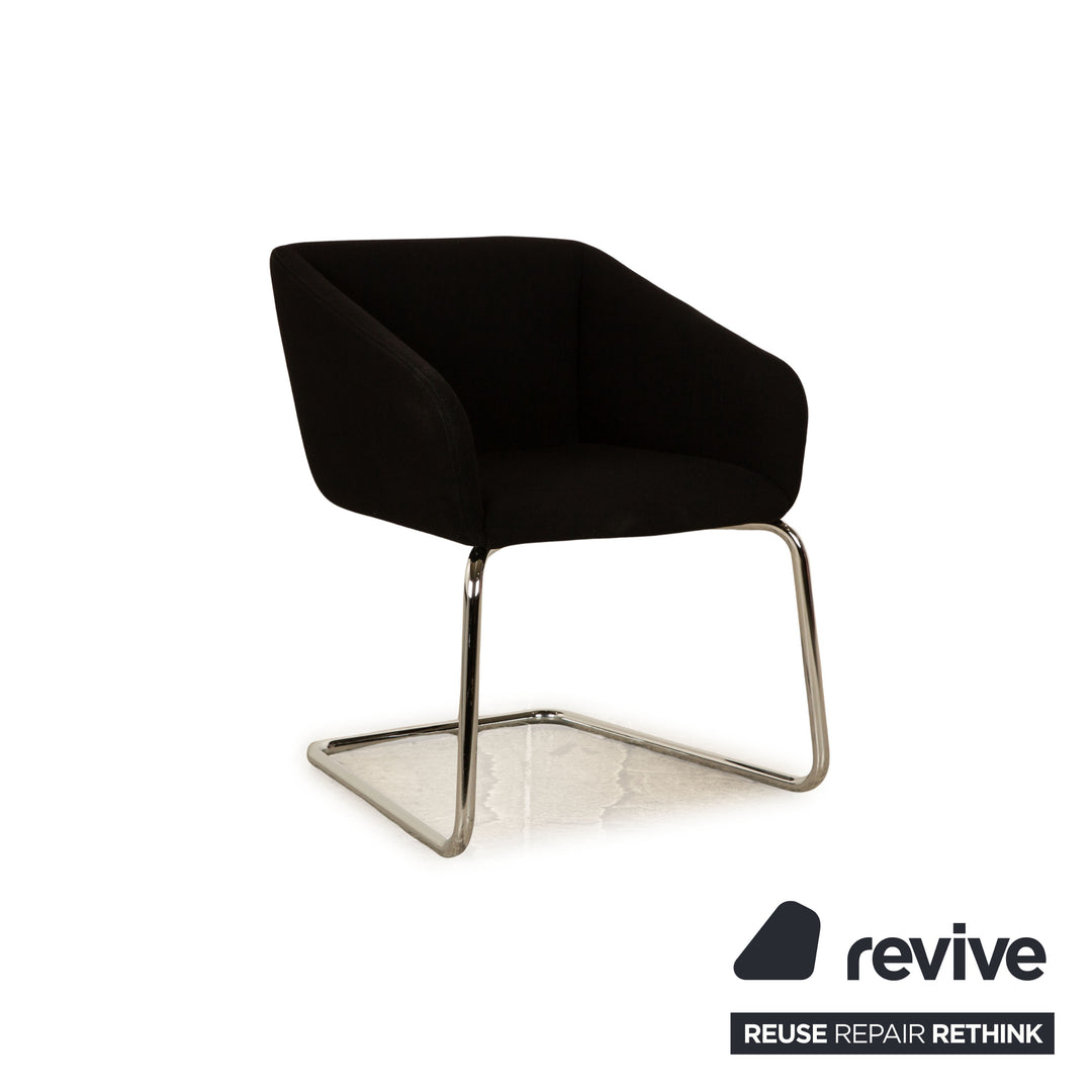 Lot de 4 chaises Thonet S893 en tissu noir cantilever