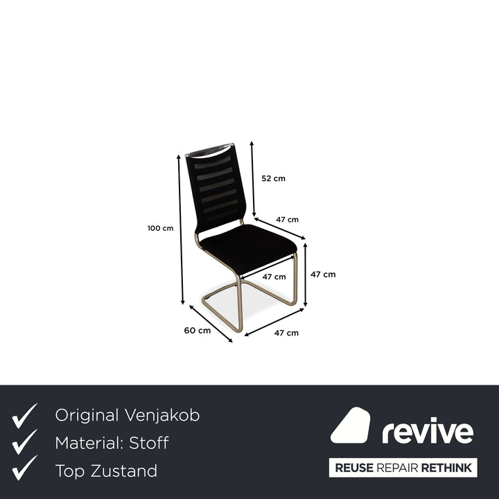 Set of 4 Venjakob Lilli fabric chairs in black