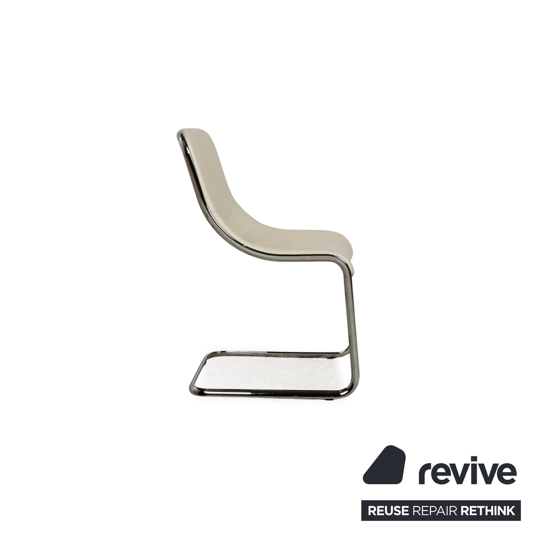 Set of 4 Venjakob Lova leather fabric chairs cream