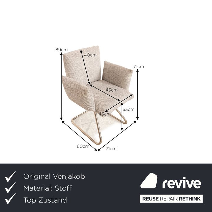 Set of 4 Venjakob Maika fabric chairs grey dining room