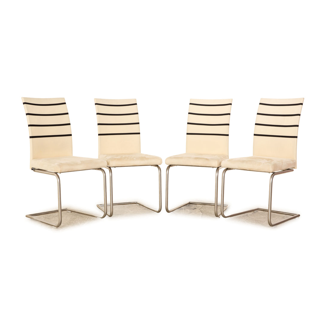 Lot de 4 canapés Venjakob Valentina en tissu crème
