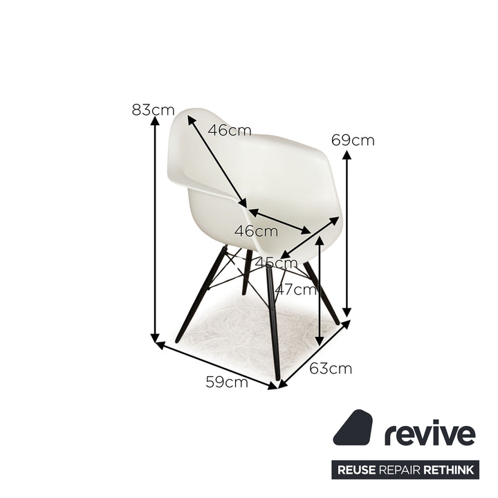 Lot de 4 chaises Vitra DAW DSW DRK-2 en plastique blanc gris jaune