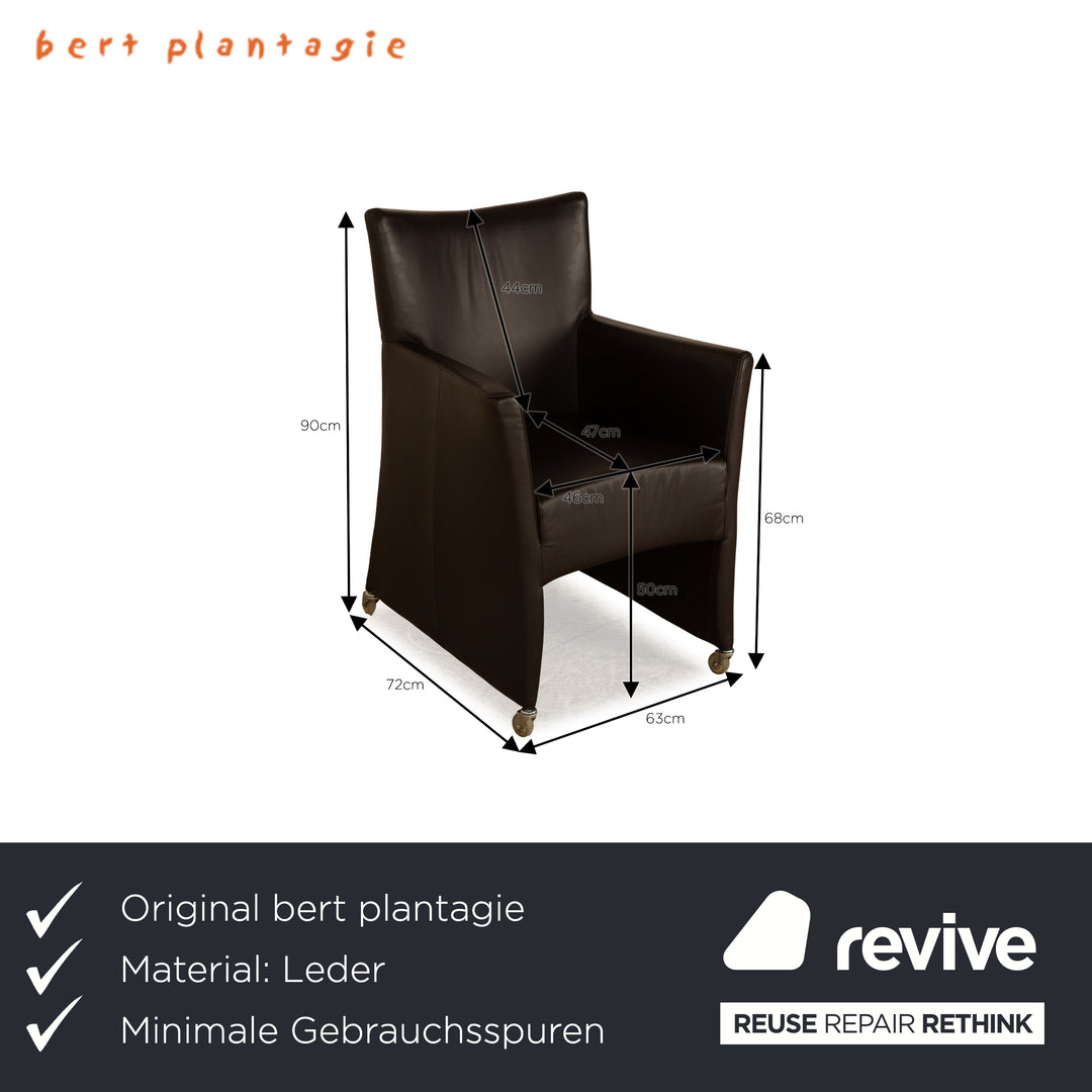 6er Garnitur Bert Plantagie Leder Stuhl Braun Esszimmer Rollen