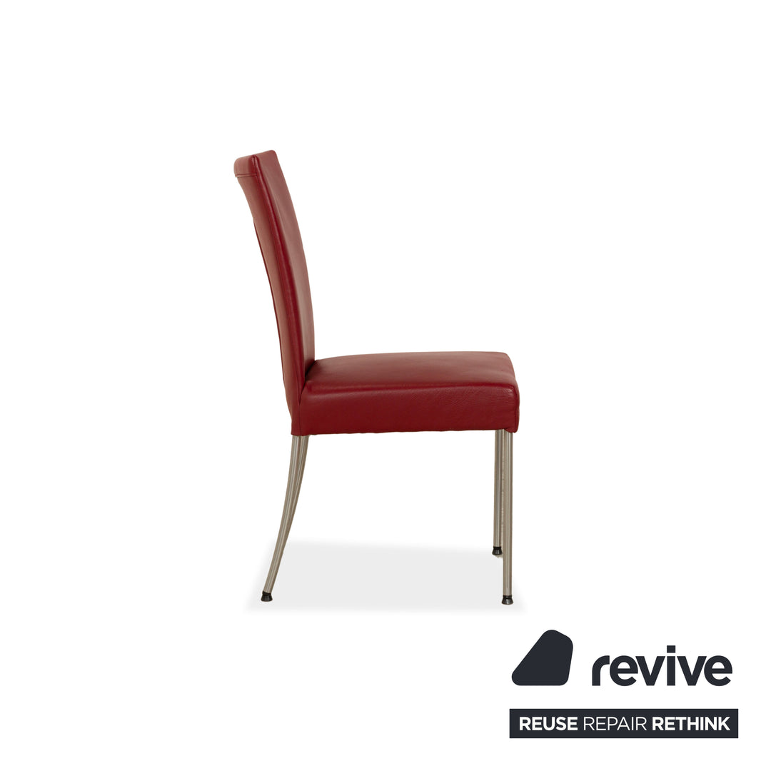 Set of 6 bert plantagie leather chairs red dining room