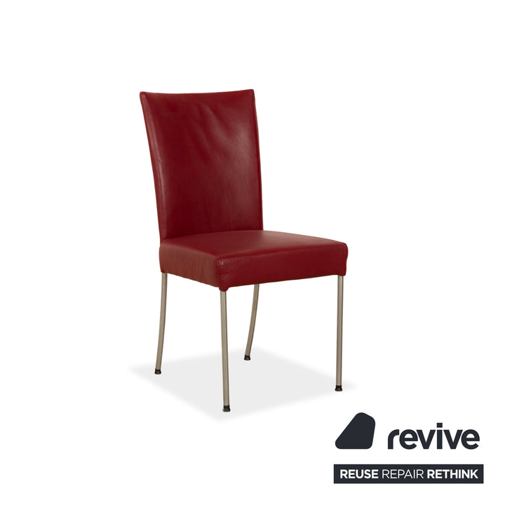 Set of 6 bert plantagie leather chairs red dining room