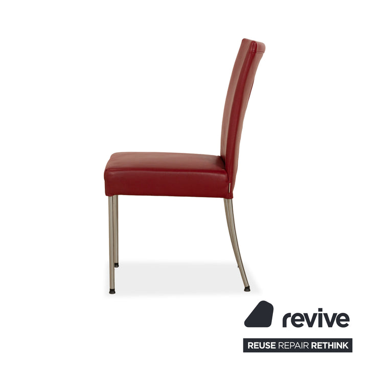 Set of 6 bert plantagie leather chairs red dining room