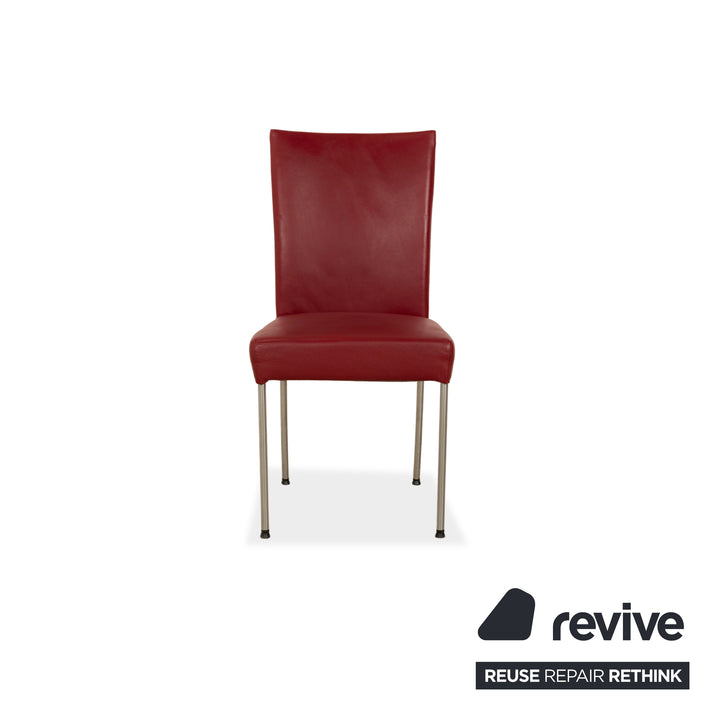 Set of 6 bert plantagie leather chairs red dining room