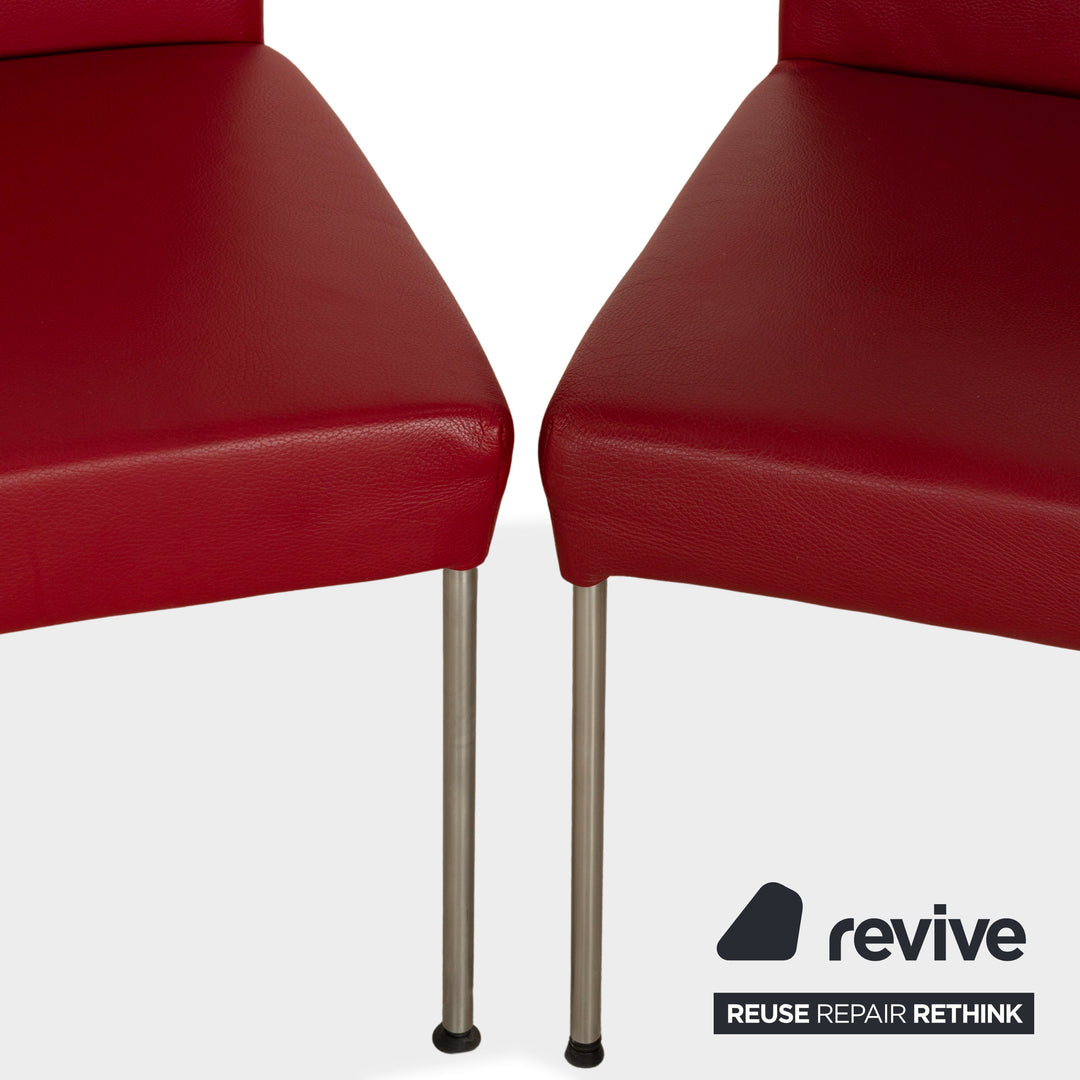Set of 6 bert plantagie leather chairs red dining room