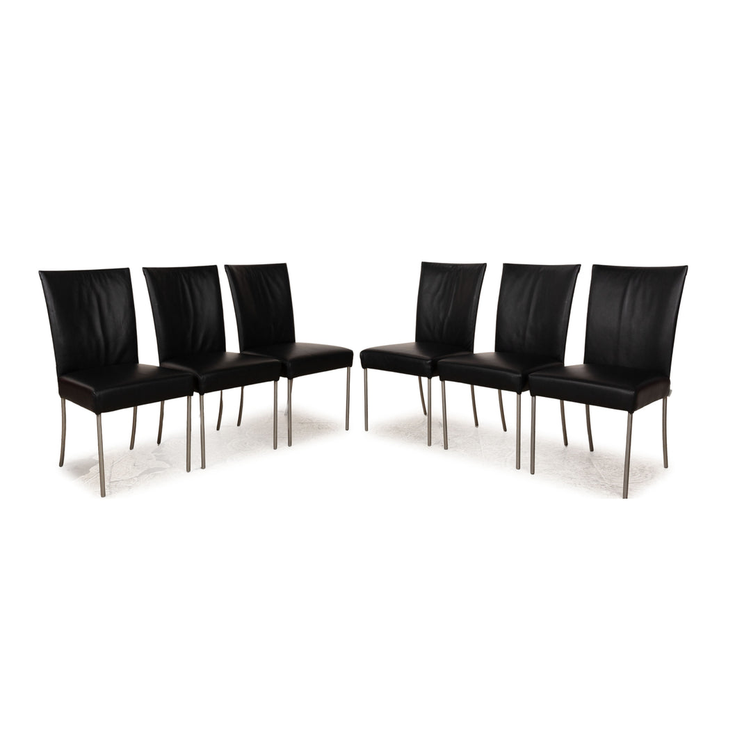 6er Garnitur bert plantagie Leder Stuhl Schwarz Esszimmer
