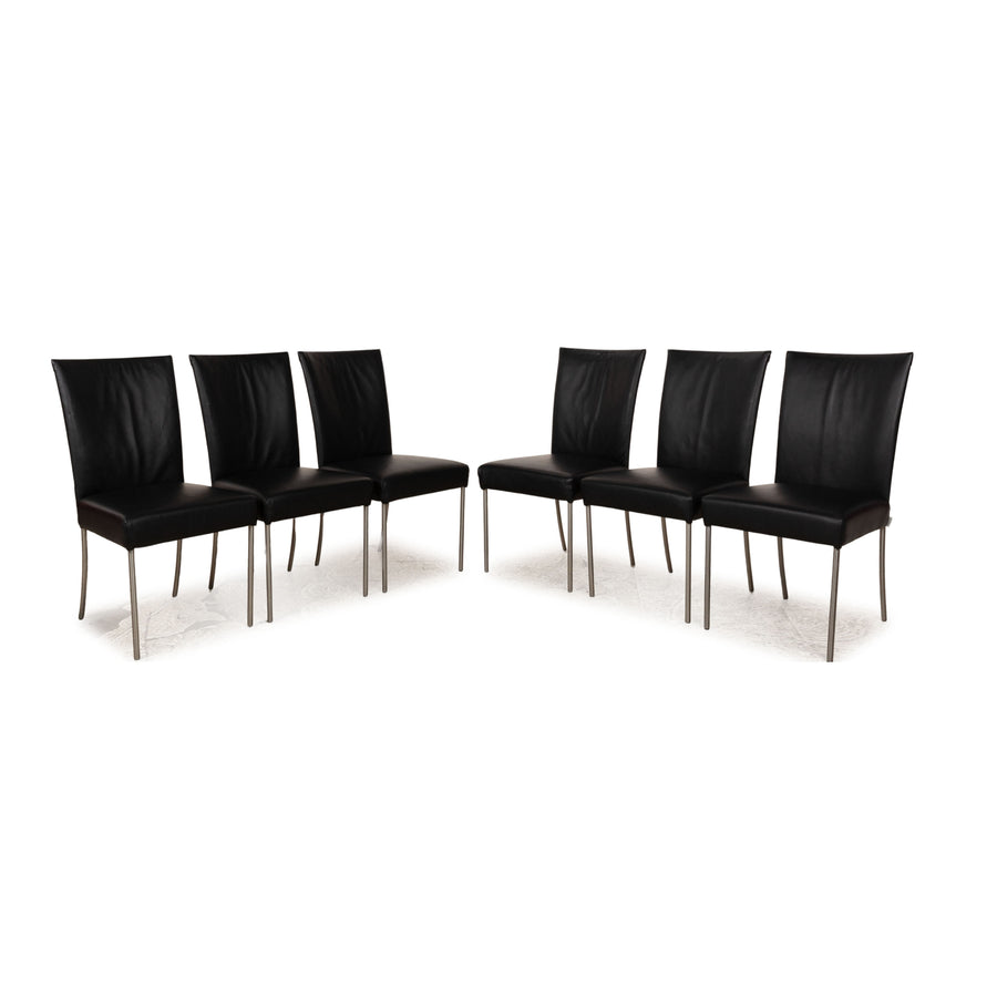 6er Garnitur bert plantagie Leder Stuhl Schwarz Esszimmer