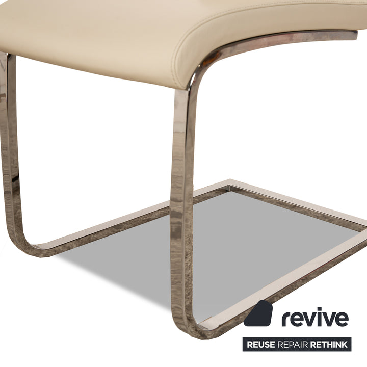 Lot de 6 chaises Hülsta D2 en cuir crème