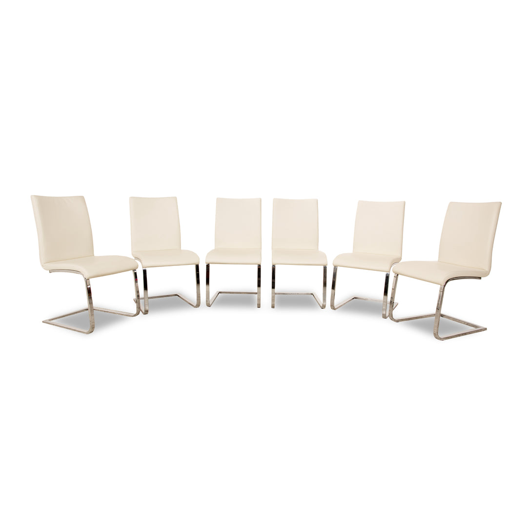 Lot de 6 chaises Hülsta D2 en cuir crème