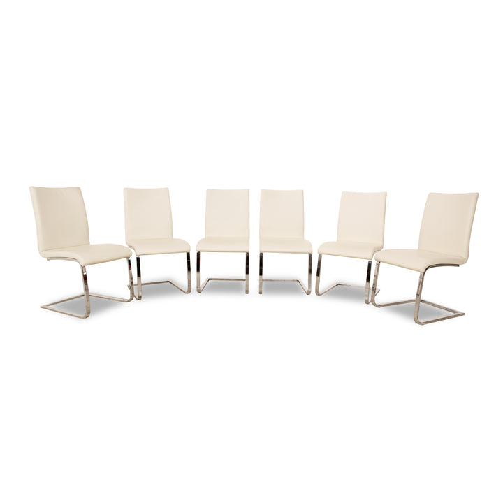 Lot de 6 chaises Hülsta D2 en cuir crème