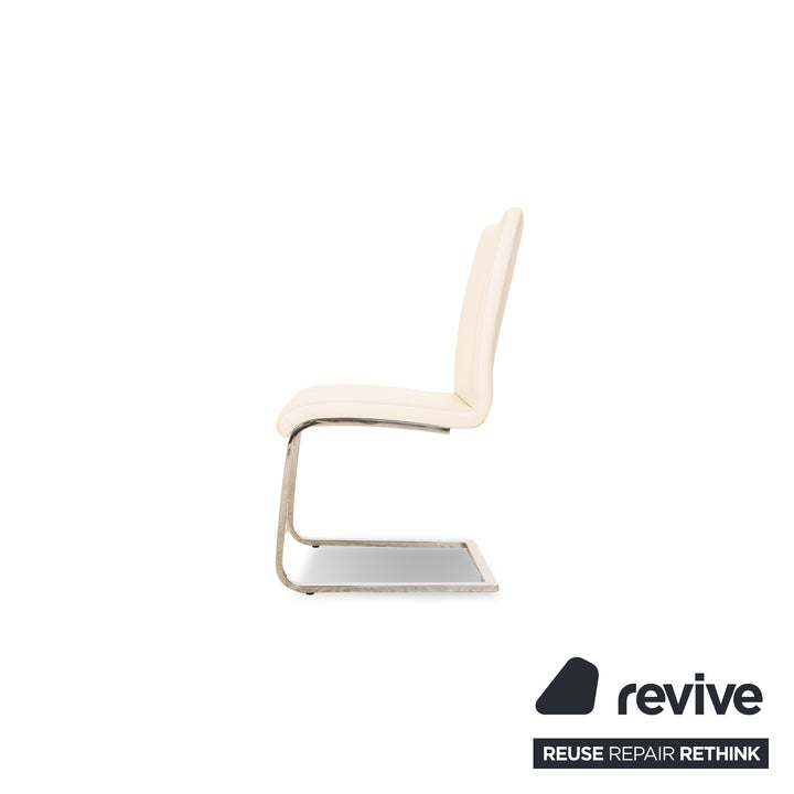 Lot de 6 chaises Hülsta D2 en cuir crème
