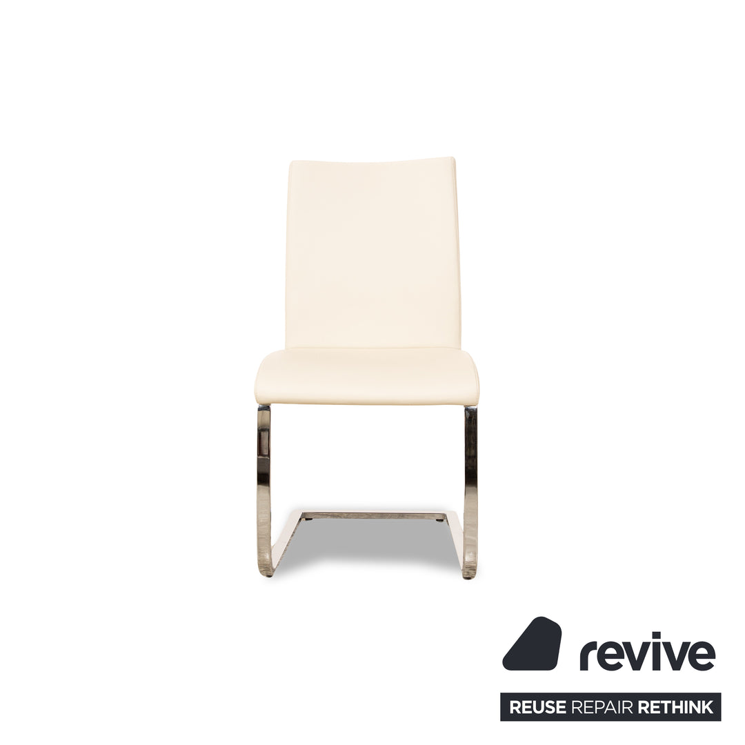 Lot de 6 chaises Hülsta D2 en cuir crème