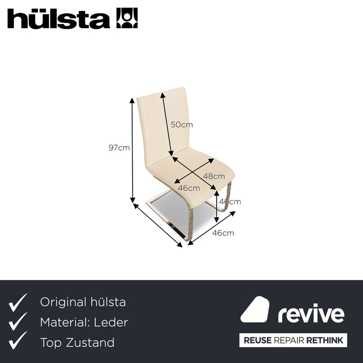 Lot de 6 chaises Hülsta D2 en cuir crème