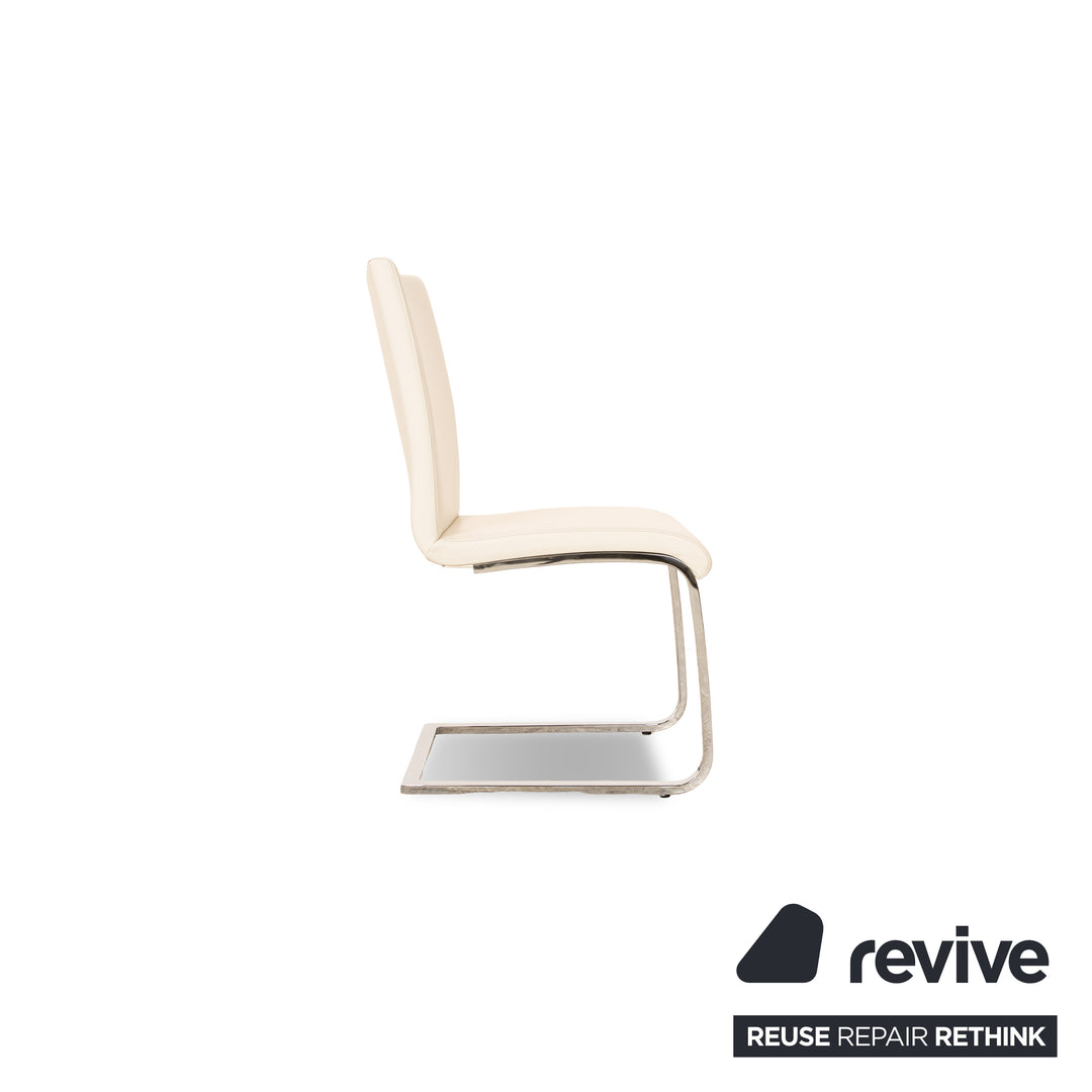 Lot de 6 chaises Hülsta D2 en cuir crème