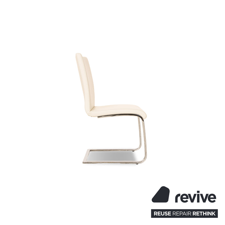 Lot de 6 chaises Hülsta D2 en cuir crème