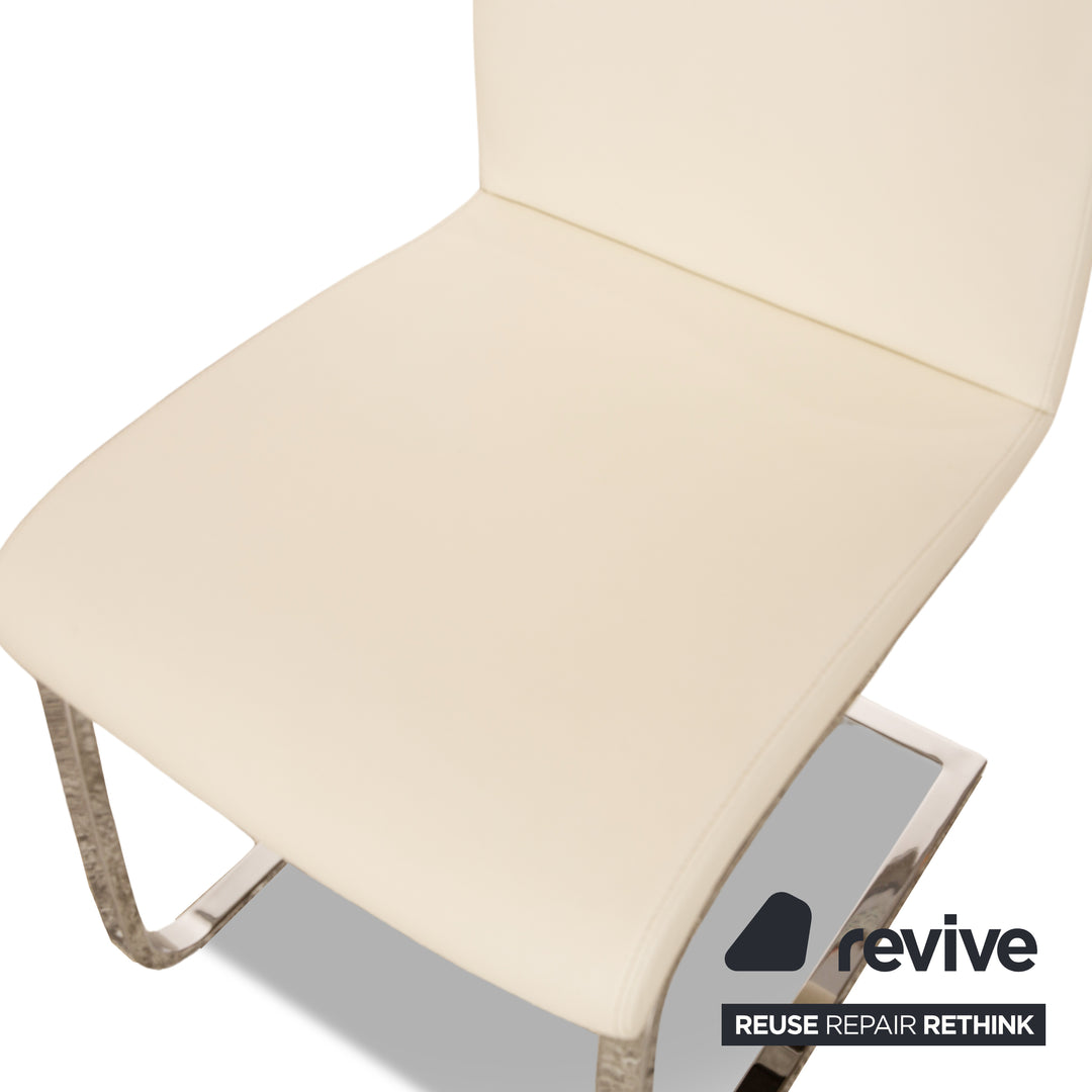 Lot de 6 chaises Hülsta D2 en cuir crème