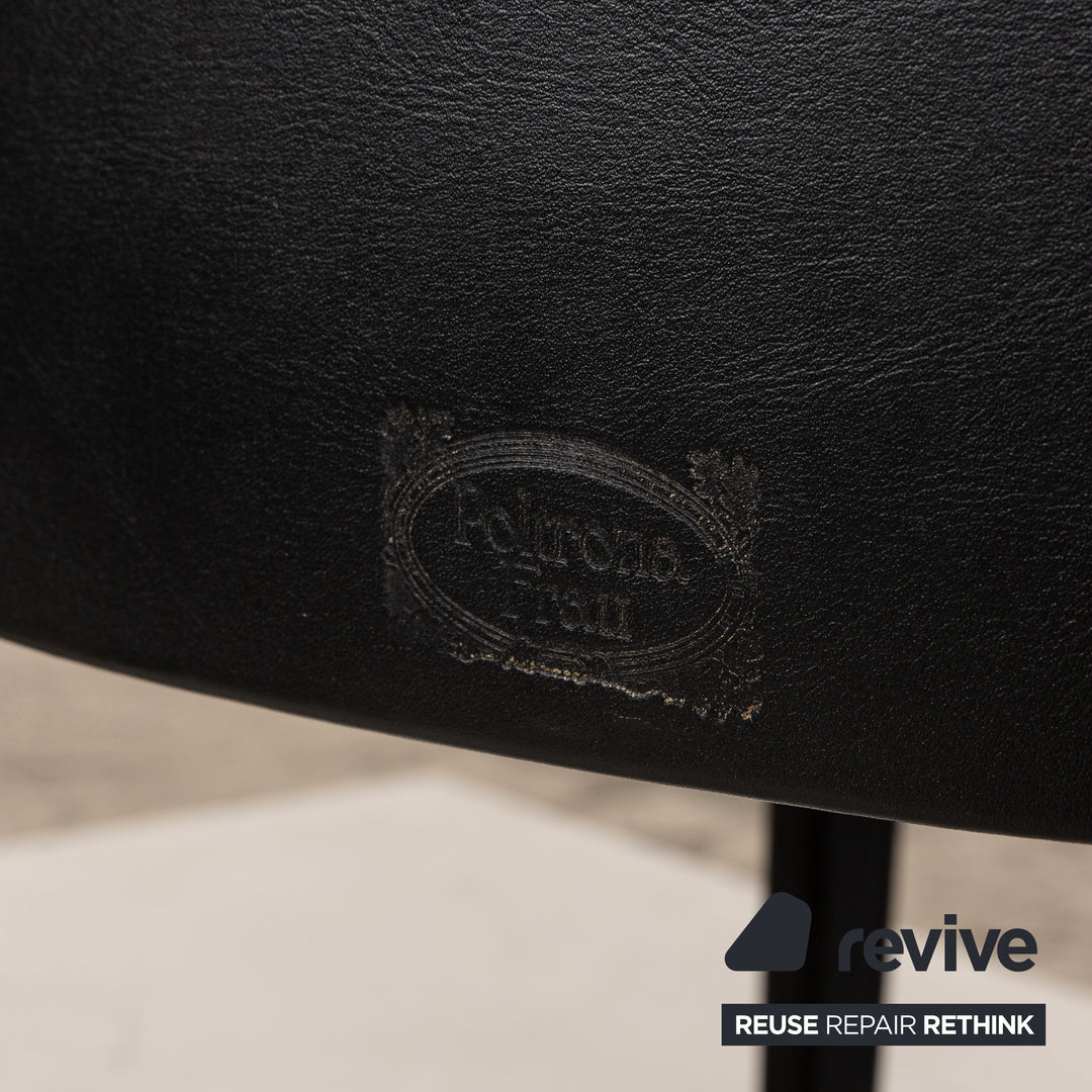 Set of 6 Poltrona Frau Lola Leather Chair Black