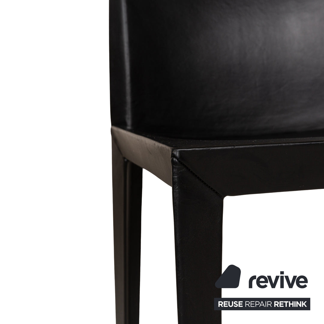 Set of 6 Poltrona Frau Lola Leather Chair Black