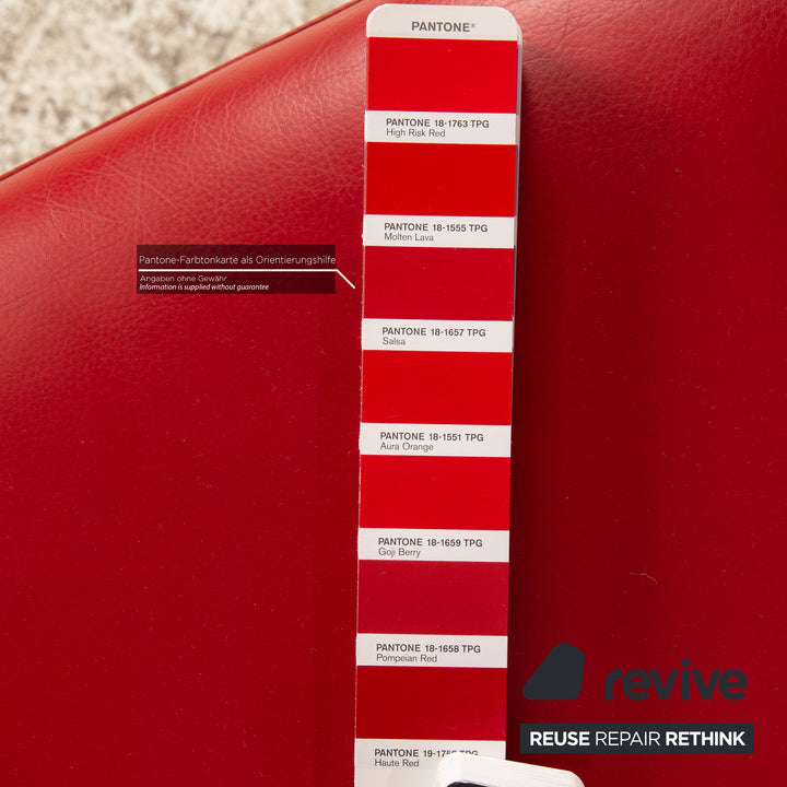 Set of 6 Rolf Benz Leather Chairs Red