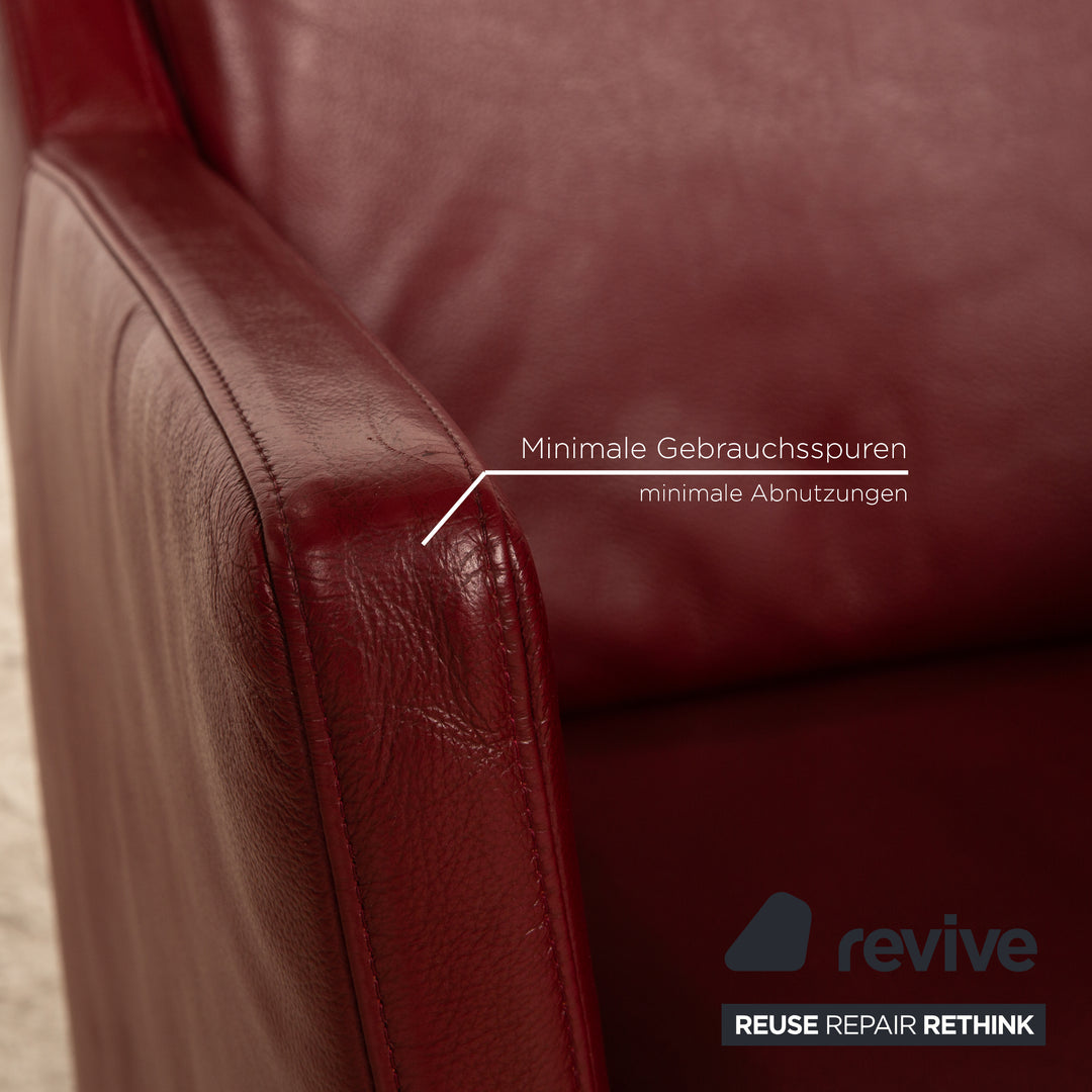 Set of 6 Rolf Benz Leather Chairs Red