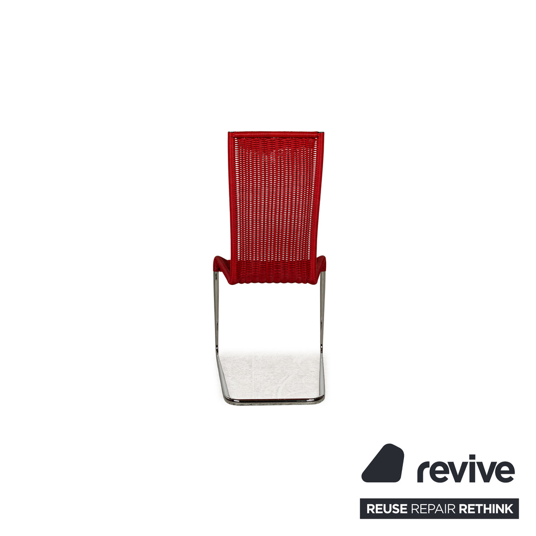 Set of 6 Tecta B25 wooden chairs black red